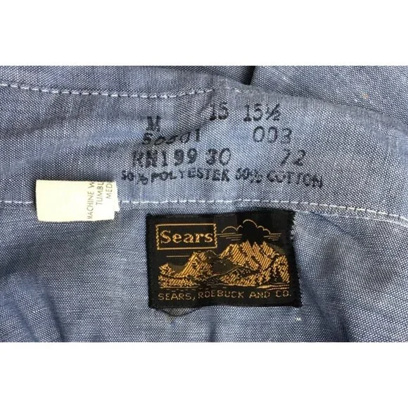 Vintage Sears Embroidered Western Shirt M Denim Floral Design Long Sleeve - Picture 5 of 11